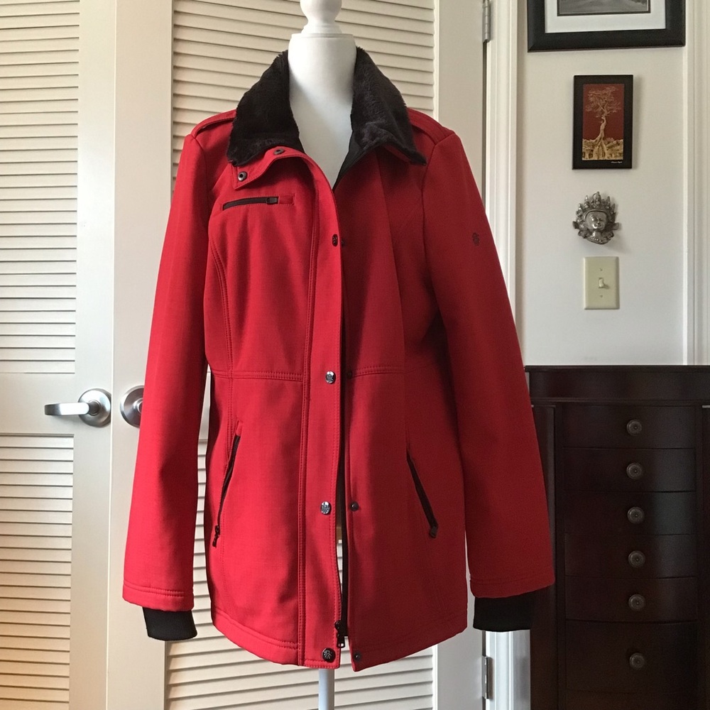 Red Jessica Simpson Faux Fur Collar Jacket